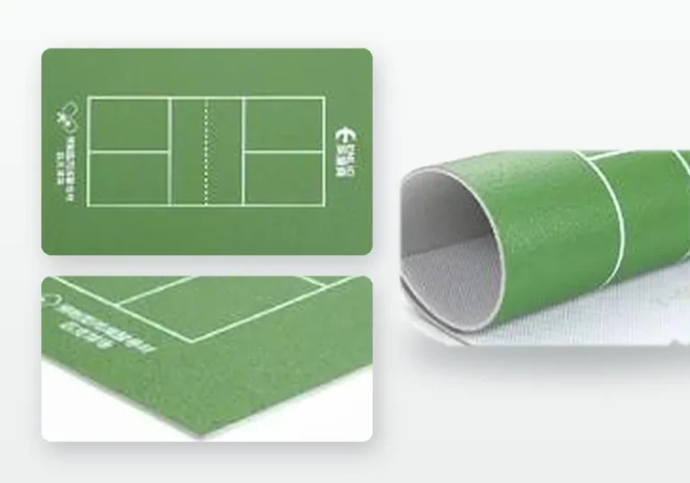 Muestra y rollo acrílico prefabricado ENLIO para pickleball y tenis, verde con líneas blancas