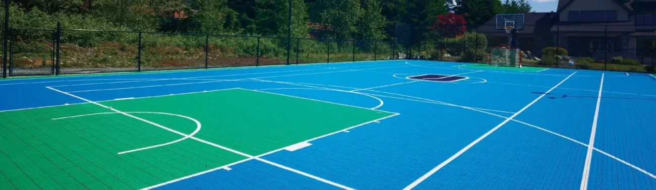 Multicancha exterior con piso modular ENLIO azul y verde
