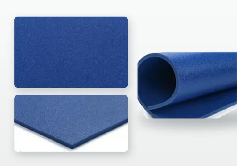 Muestra y rollo del piso de PVC para exterior ENLIO PFO, color azul